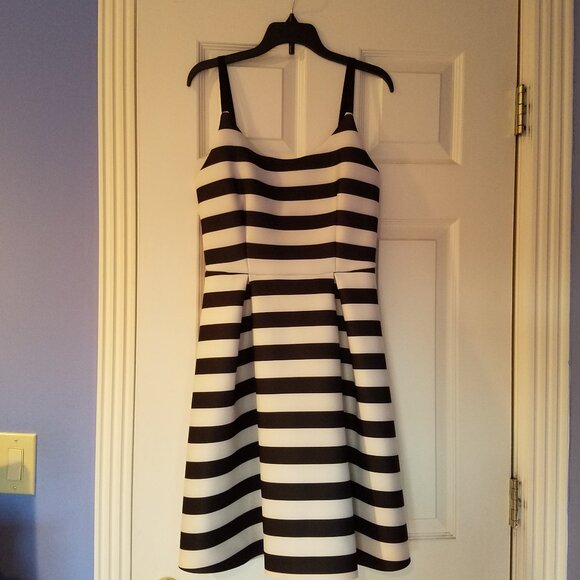 Soprano Black and White Stripe Sleeveless Dress - Picture 1 of 6